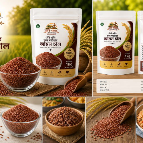 amon full lal chal/ঢেঁকি ছাঁটা ফুল ফাইবার আমন চাল