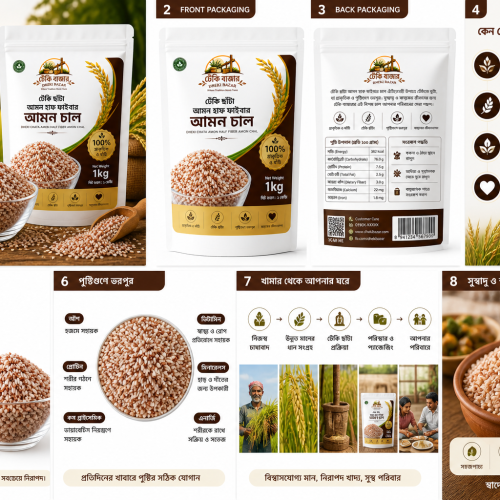 গঞ্জিয়া হাফ ফাইবার লাল চাল/Ganjia Half-Fiber Red Rice